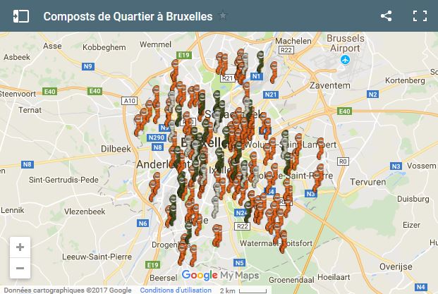 carte composts de quartier à Bruxelles