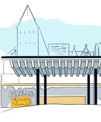 illustration du préau au fond du parc Rasquinet